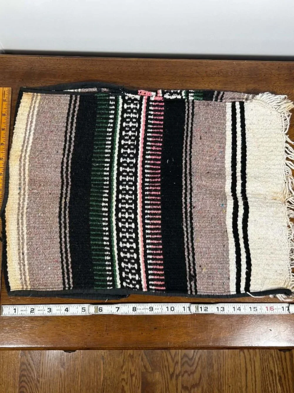 Vintage Kids Mexican Serape Blanket Vest Fringed Open Front